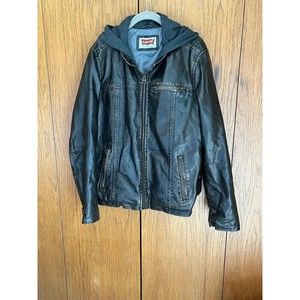 Levi’s Men’s faux leather with built in hoodie Size small